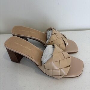 Christian Di Riccio Shoes Womens Size 9 Block Heel Slide Sandals Braided Strap‎